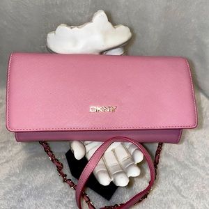 DKNY Pink Leather Crossbody Wallet